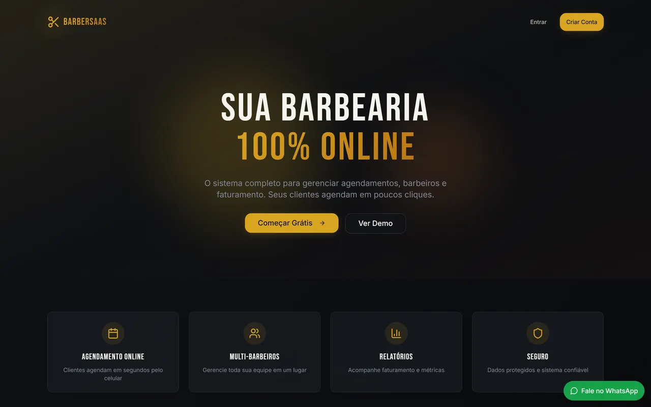 Site do BarberSaaS, projeto desenvolvido pela WR Tech